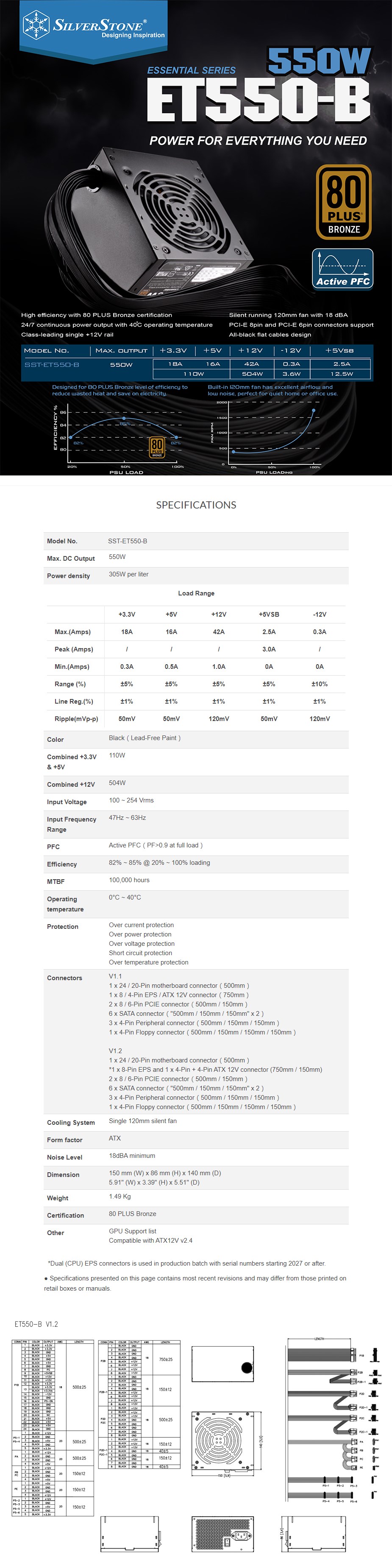 Silverstone Essential Series Sst Et B V W Bronze Power